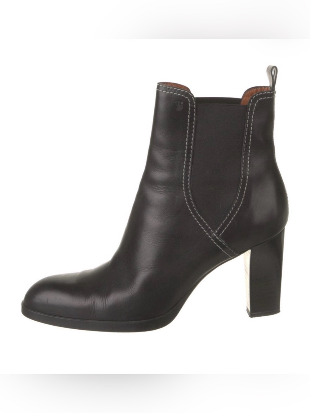 Tod's Black Leather Block Heel Ankle Boot